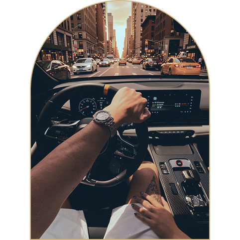 A Seeking couple in a car